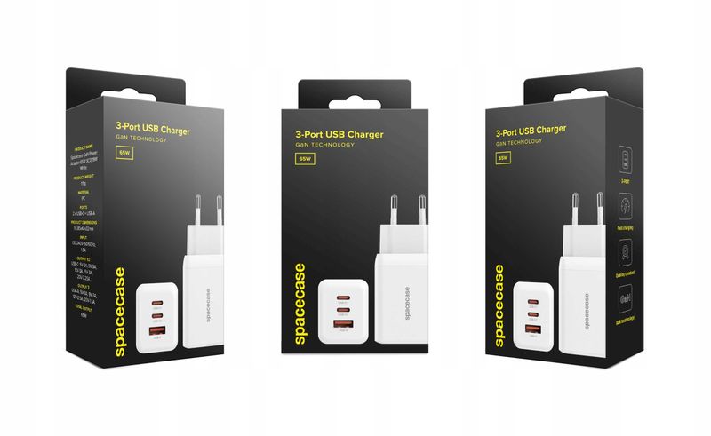Spacecase Usb Charger 65W Gan Sc009W White zdjęcie 16