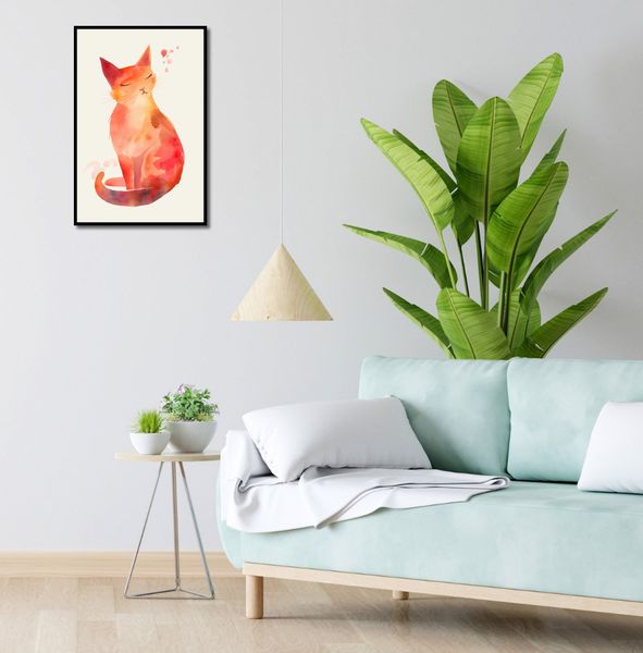 Plakat 40x60cm Akwarelowy Kot zdjęcie 4