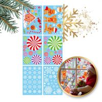 świąteczne naklejki kolorowe na okno 6 arkuszy 20 x 30 cm nkd14