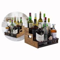 Przenośny 3-poziomowy regał John Paddle na butelki z drewna sosnowego z uchwytami - Gold