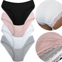 4x MAJTKI BAMBUSOWE FIGI Damskie KORONKOWE antybakteryjne PRĄŻKOWANE - L/XL