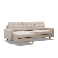 NAROŻNIK BLANK BEŻOWY Wygodna KANAPA Rogówka Rozkładana z Funkcją Spania