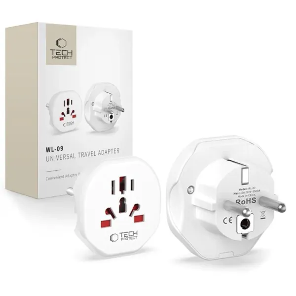 Przejściówka / adapter Tech-Protect Universal Travel Adapter na EU - biała zdjęcie 1