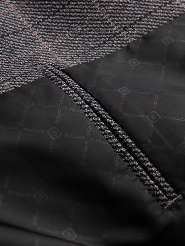 Żakardowa marynarka męska w delikatną kratę grafitowa V1 OM-BLZB-0119 L na Arena.pl