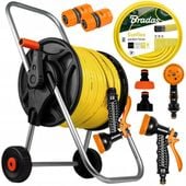 WÓZEK WĄŻ OGRODOWY NA WÓZKU BĘBEN ZWIJACZ PISTOLET ZRASZACZ 1/2-50m