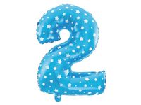 Balon foliowy „cyfra 2”, niebieska, 40 cm