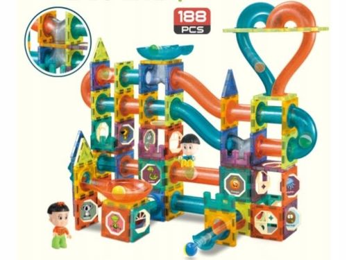 Klocki Magnetyczne, Tor Kulkowy Dla Kulek 188 Elementy Kulodrom na Arena.pl