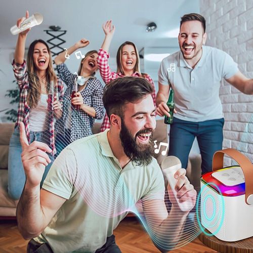 PRZENOŚNY MIKROFON BEZPRZEWODOWY KARAOKE BLUETOOTH DO IMPREZĘ + 2 MIKROFON na Arena.pl