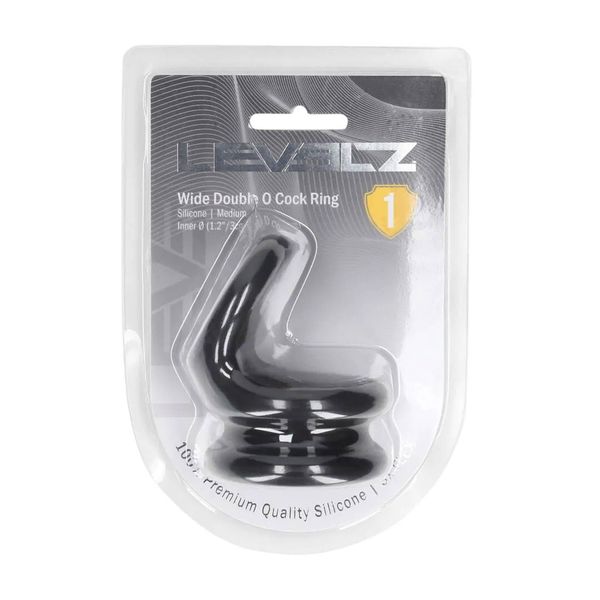 Wide Double O Silicone Cockring - M - Black zdjęcie 2