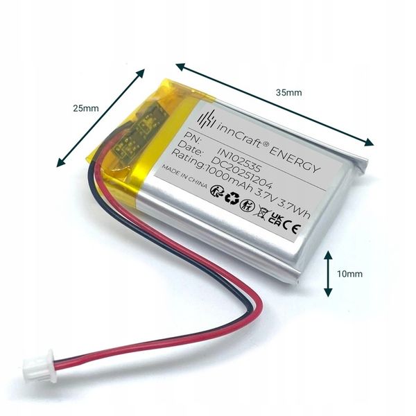 Akumulator Li-Poly innCraft 1000mAh 3.7V 102535 zdjęcie 2