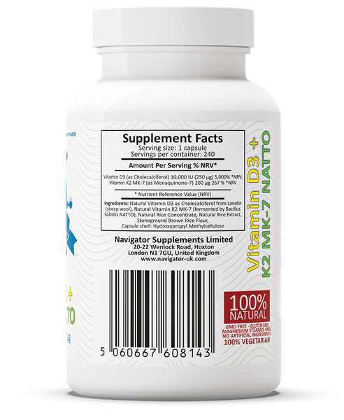 NAVIGATOR Witamina D3 10 000 IU + Witamina K2 MK-7 200micg 240 kaps. zdjęcie 3
