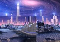 FOTOTAPETA WIDOK GALAXY SKAŁY WIEŻOWCE