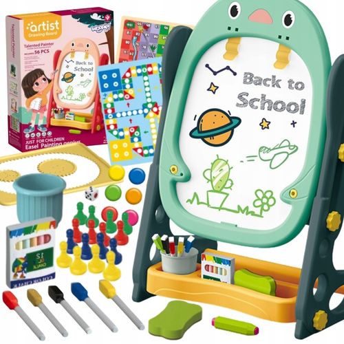 DUŻA TABLICA DWUSTRONNA KREATYWNA ZESTAW MAŁY ARYSTA + AKCESORIA WOOPIE na Arena.pl