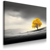 Obraz Canvas Do Sypialni Abstrakcja Żółte Drzewo Krajobraz 100cm x 70cm