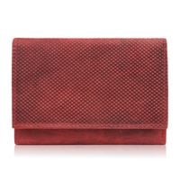portfel damski skórzany we wzory geometryczne mały vintage czerwony r