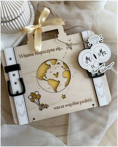 Kartka WALIZKA NA ŚLUB WESELE na pieniądze GRAWER prezent pamiątka na Arena.pl