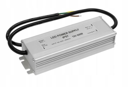 Zasilacz LED 12V 60W 5A wodoodporny IP67 hermetyczny do taśmy LED i na Arena.pl
