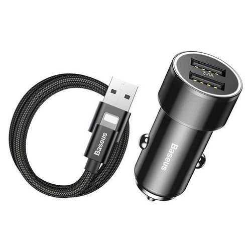 BASEUS 2IN1 2-PORT CAR CHARGER + LIGHTNING CABLE BLACK na Arena.pl