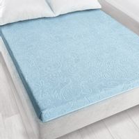 Prześcieradło frotte ŻAKARDOWE bez gumki 175x220cm BŁĘKIT