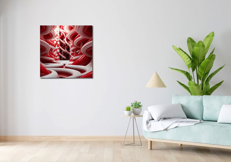 Obraz 70x70cm Czerwone Wiry zdjęcie 2