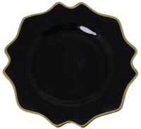 Podtalerz szklany czarny ze złotym brzegiem
