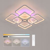 LAMPA SUFITOWA BIAŁY ŻYRANDOL LED WISZACA Z PILOTEM NOWOCZESNA RGB 133W