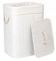 KOSZ BAMBUSOWY NA PRANIE BIELIZNĘ BIAŁY POJEMNIK ŁAZIENKOWY ORGANIZER 80L
