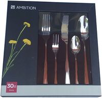 AMBITION 30 SZTUĆCE NIERDZEWNE SIENA ZESTAW 24 + WIDELCZYKI KOMPLET 6 OSÓB
