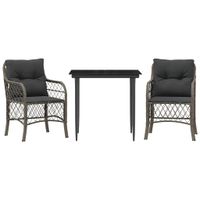 3-cz. zestaw mebli bistro z poduszkami, szary, polirattan