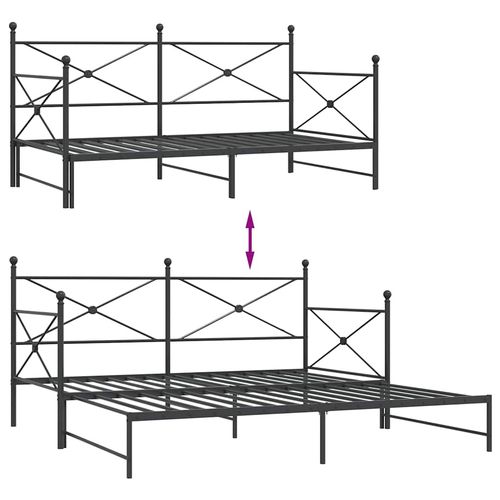 Łóżko dzienne wysuwanym pojemnikiem bez materaca czarne stalowe na Arena.pl