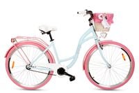 Damski rower miejski Goetze Style 28 + kosz / Błękitno-różowy