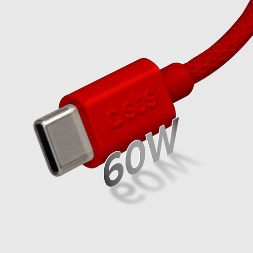 Kabel przewód w oplocie USB-C 60 W 1.5m - czerwony na Arena.pl