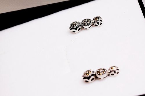 srebrne stylowe kolczyki z markazytami - kdm2911 na Arena.pl