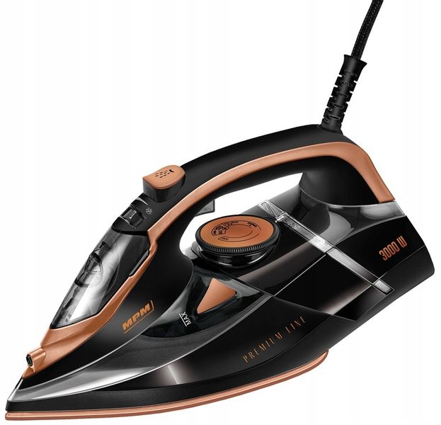 Żelazko parowe ze stopą ceramiczną 3000W czarne mocne MPM MZE-24/C zdjęcie 2