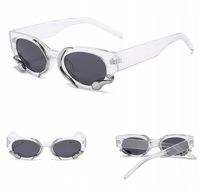 OKULARY DAMSKIE owalne PRZECIWSŁONECZNE Bezbarwne Filtr UV400 + Etui