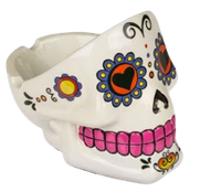 Popielniczka Biała w Kształcie Białej Czaszki z Uchwytem na Papierosa