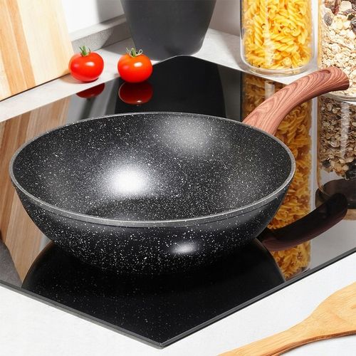 Wok GRANITOWY patelnia głęboka do smażenia duszenia dań azjatyckich 28 cm na Arena.pl