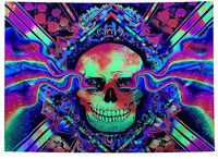 Dekoracja ŚCIENNA UV OBRAZ Fluorescencyjny ODBLASK 150x150cm Czacha