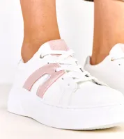 Białe sneakersy na platformie z brokatowym akcentem Jeromi 40