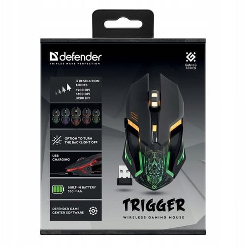 Mysz bezprzewodowa Defender TRIGGER GM-934 czarna optyczna 3200DPI na Arena.pl