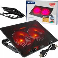 PODSTAWKA PODKŁADKA CHŁODZĄCA LAPTOP 12-17 2 WENTYLATORY USB LED CZERWONY