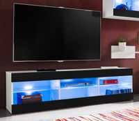 Szafka RTV LED Salon Nowoczesna Biały/Czarny Bez LED 140x35 Pokój