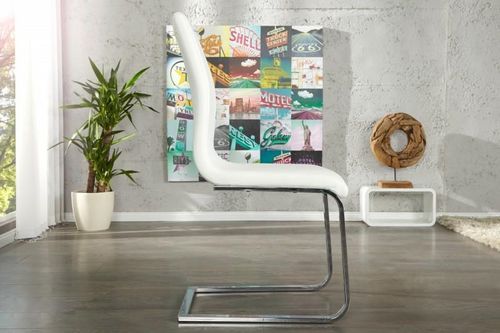 Invicta Krzesło Hampton Białe - Ekoskóra, Chrom na Arena.pl