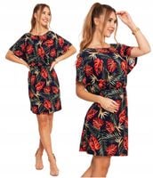 Krótka Sukienka Damska Rozkloszowana Zwiewna Kolorowa Wzorzysta MORAJ L/XL