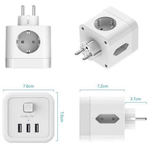 Kostka Zasilająca 3 Gniazda 3 Usb Wyłącznik Biała na Arena.pl