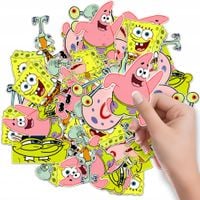 NAKLEJKI ETYKIETY NA ZESZYT NALEPKA Z POSTACIAMI SPONGEBOB WZORY 6 SZT