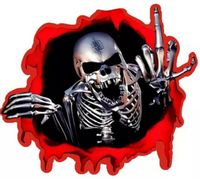 Kościotrup dziura fuck you wlepa naklejka metal 3D