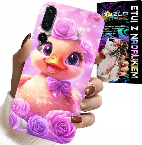 ETUI DO HUAWEI P20 PLUS - SŁODKA KACZUCHA, KACZKA NA RÓŻOWYM TLE na Arena.pl