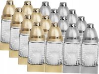 Znicz szklany na grób 16 szt DUŻY biały lampion 20cm z WKŁADEM palenia