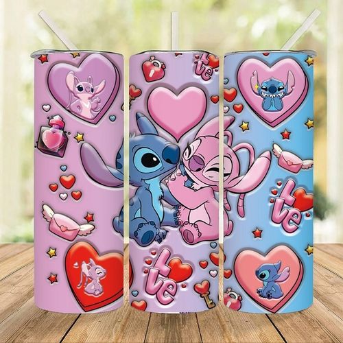 Butelka na Wodę ze Stali Nierdzewnej z Motywem Stitch i Aniołek 20oz na Arena.pl